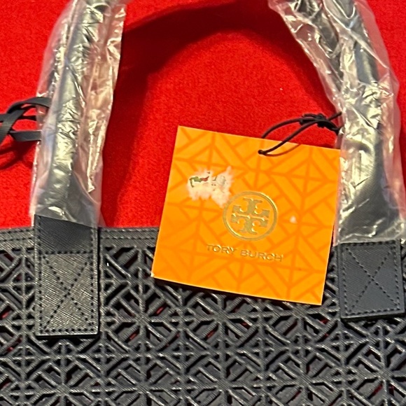 Tory Burch Black Perforated Tote - Picture 5 of 6